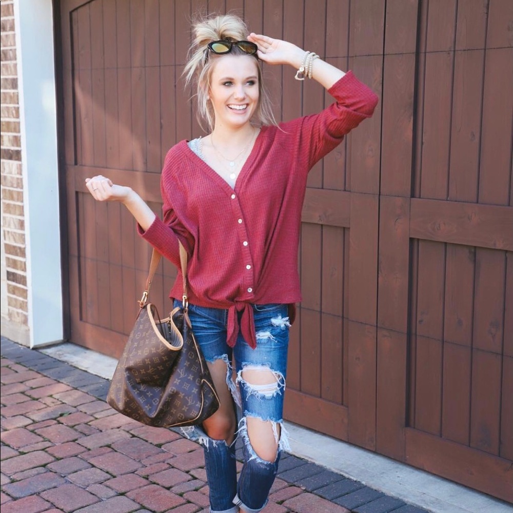 Waffle knit top